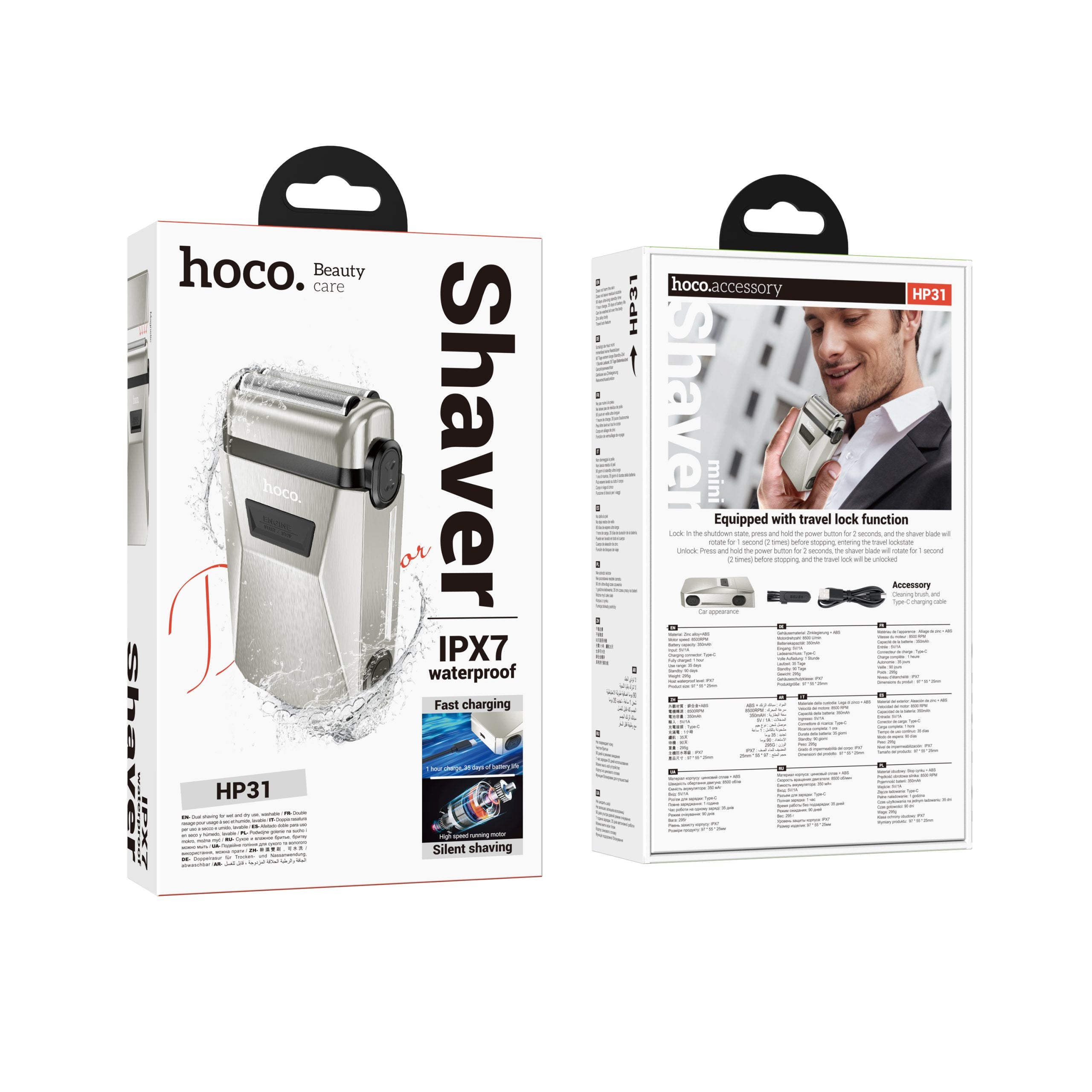 Hoco HP31 Zinc Alloy Double-Razor Shaver - Metal Gray | HP31 Hoco HP31 Zinc Alloy Double-Razor Shaver - Metal Gray | HP31